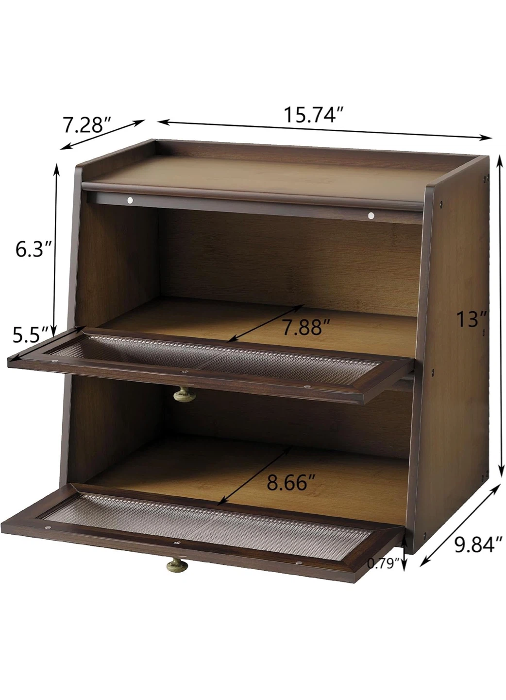 Bamboo Bread Box Kitchen Counter Storage Bin - Brown - photo 2