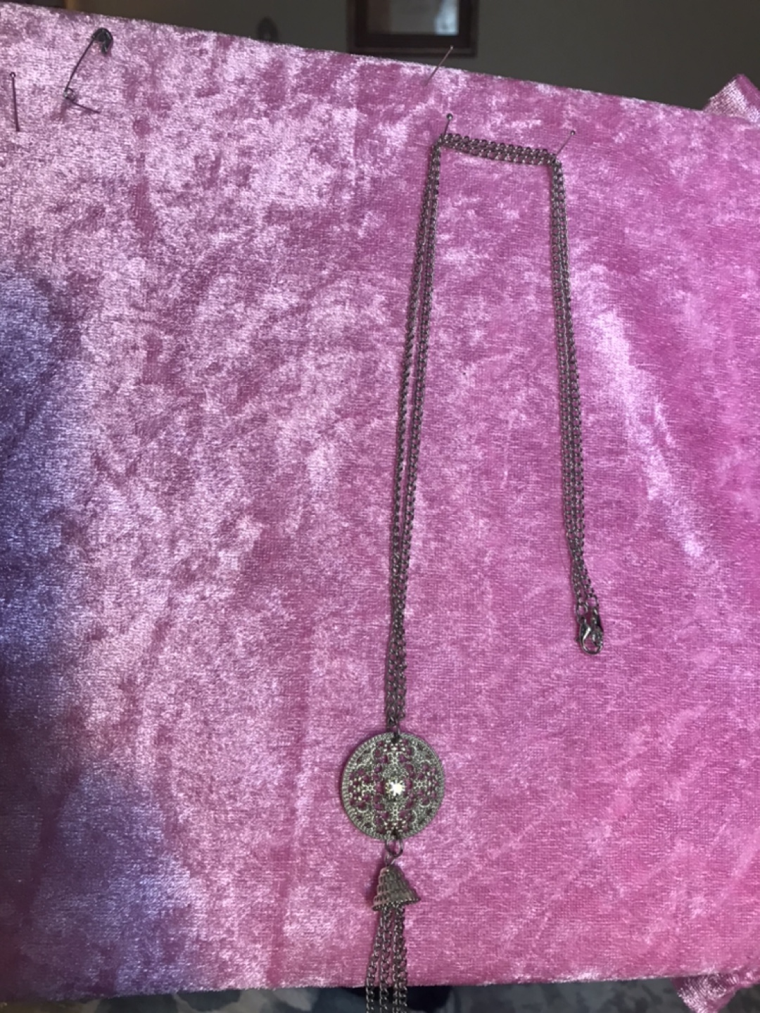 Silver-tone Pendant Necklace with Tassel - photo 2