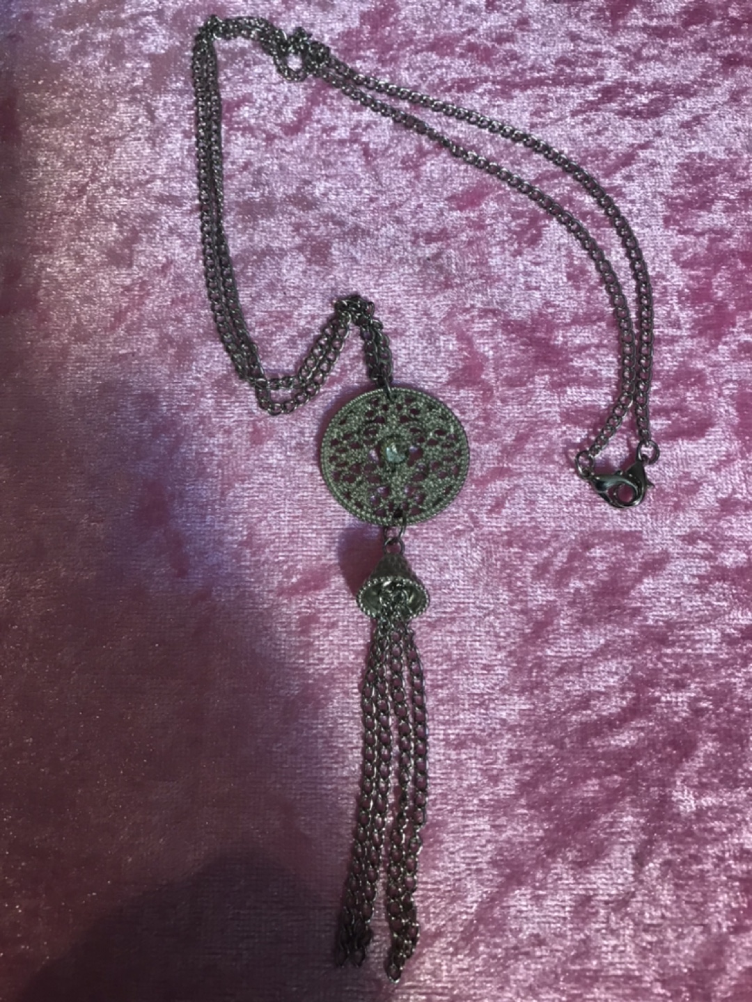 Silver-tone Pendant Necklace with Tassel