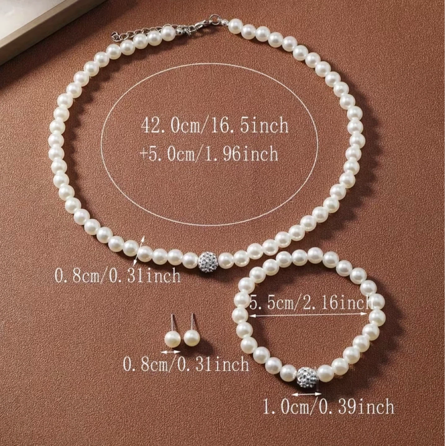 New Pearl Necklace, Bracelet & Earrings Set - photo 4