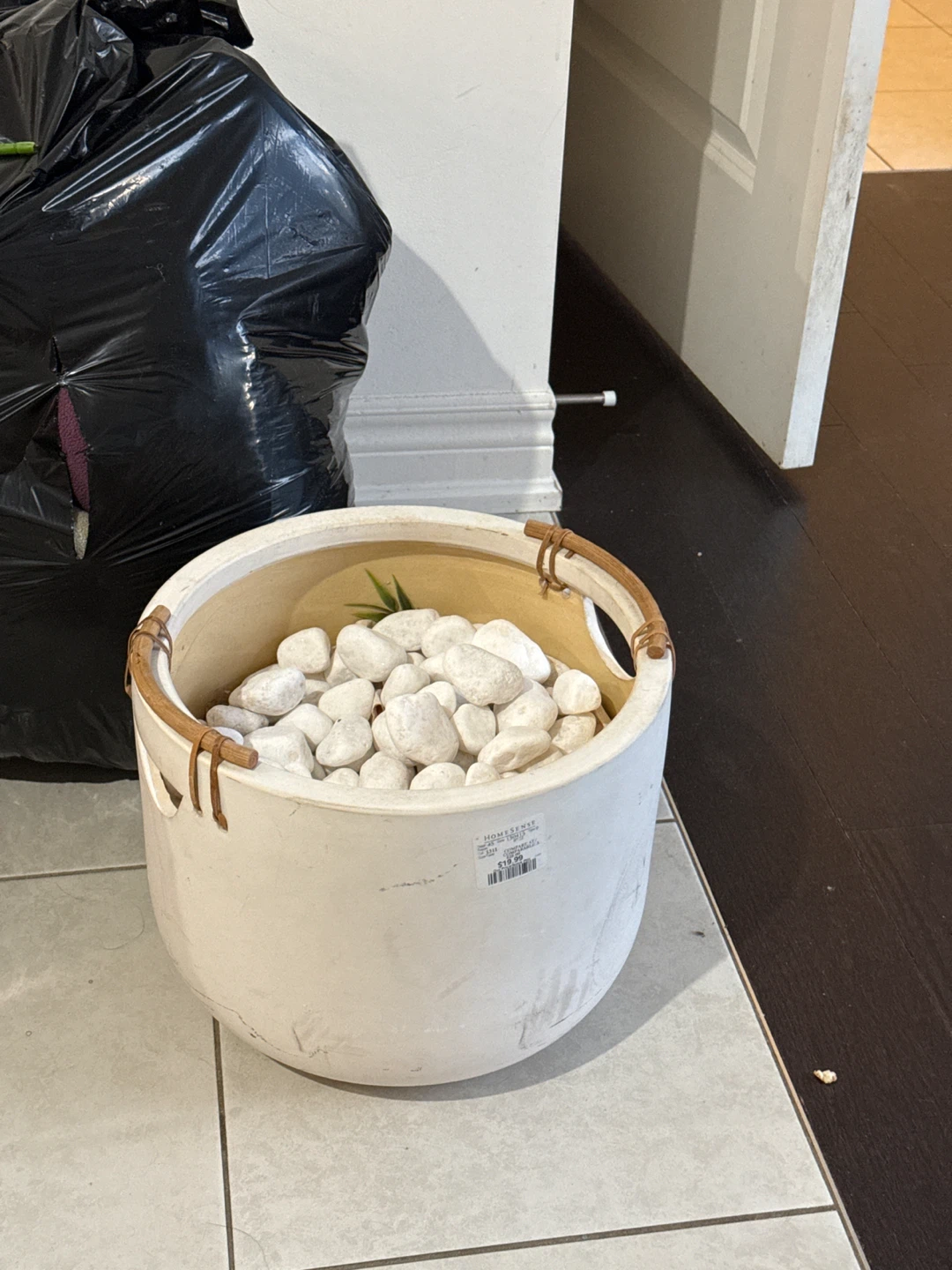 Homesense Ceramic Pot with White Stones