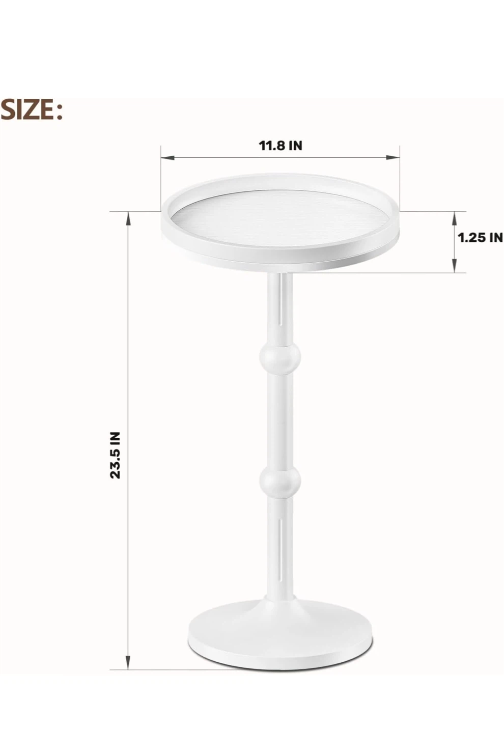 White Round Bedside Table - photo 2