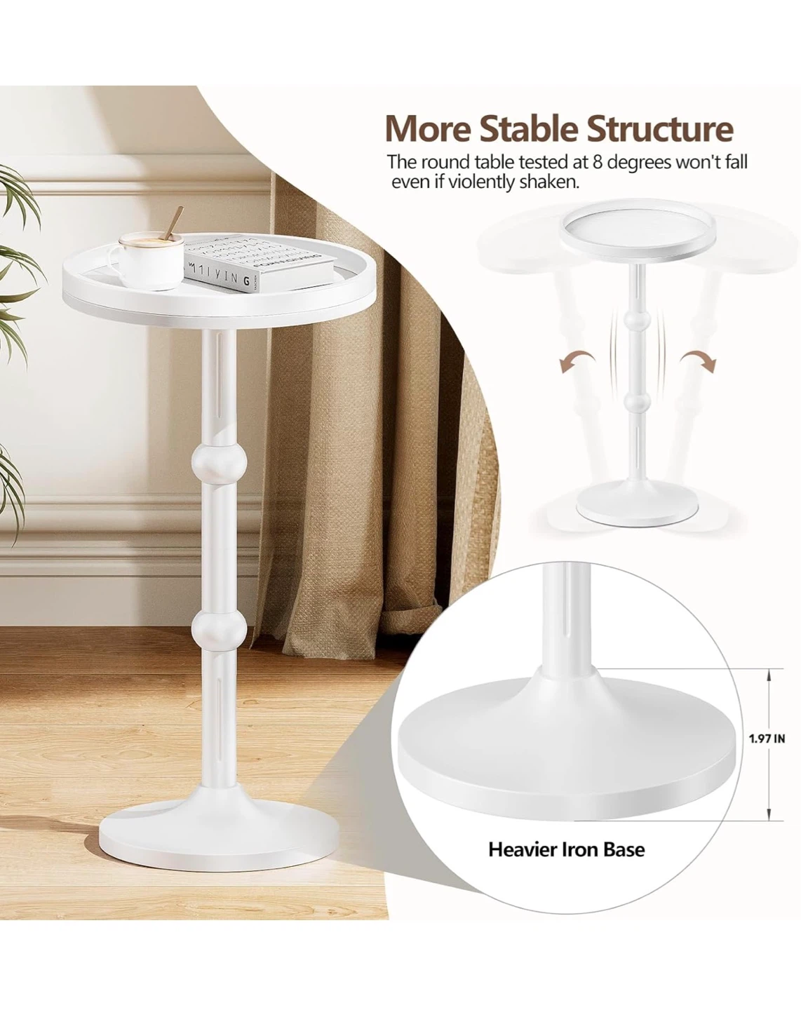 White Round Bedside Table