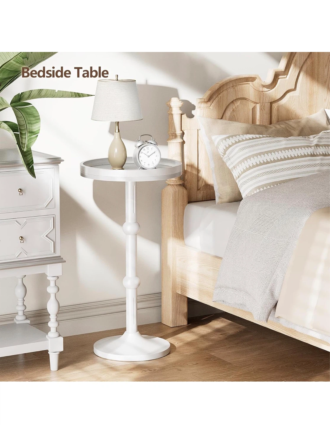 White Round Bedside Table - photo 3