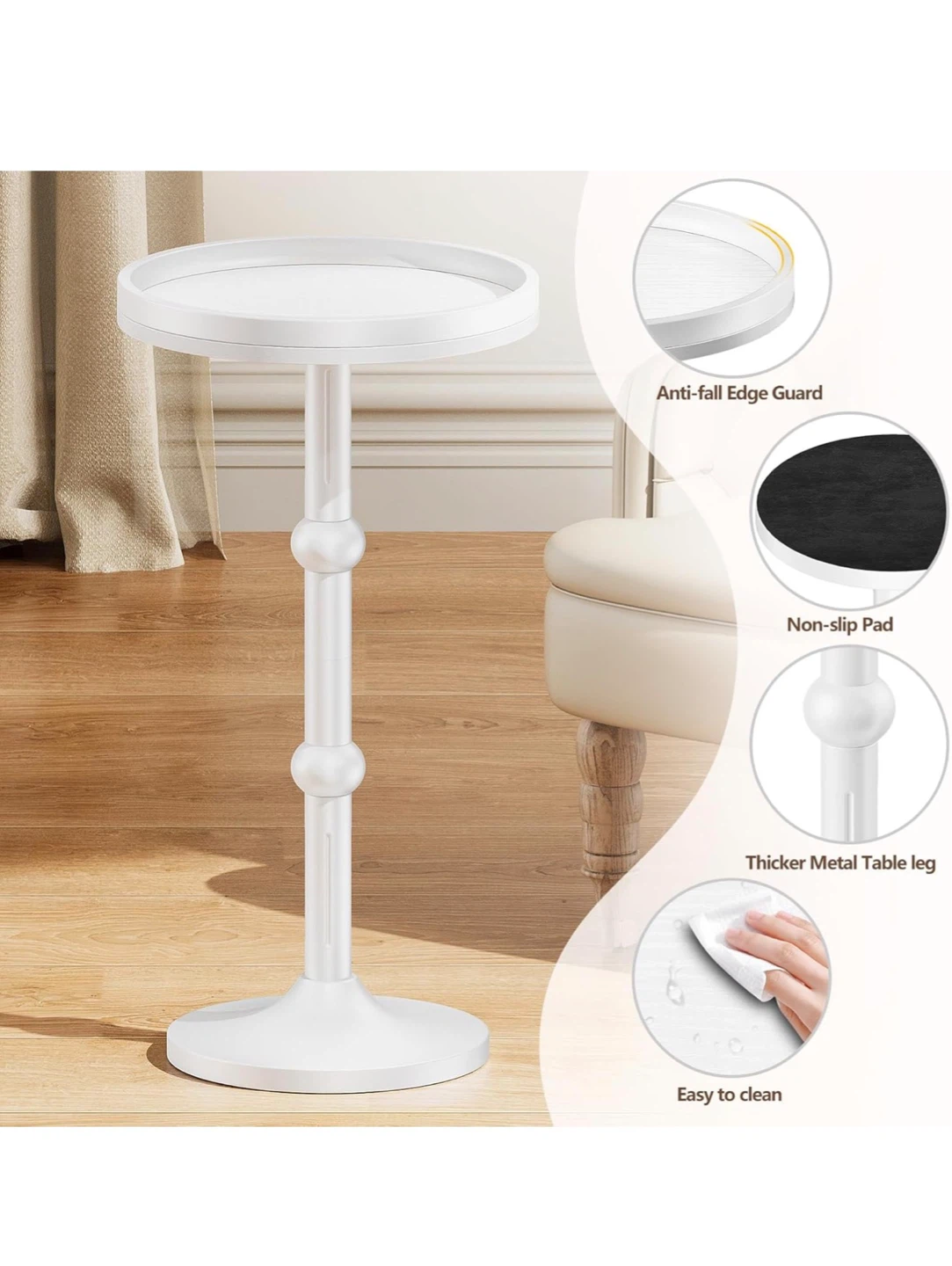 White Round Bedside Table - photo 4