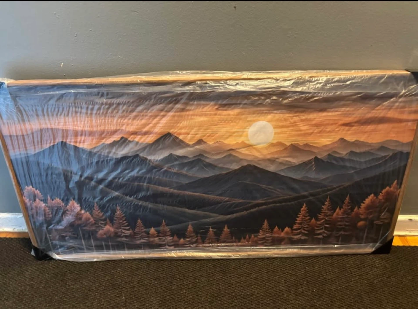 Framed Woodland Mountain Sunset Wall Art (20”H x 40”W) - photo 2