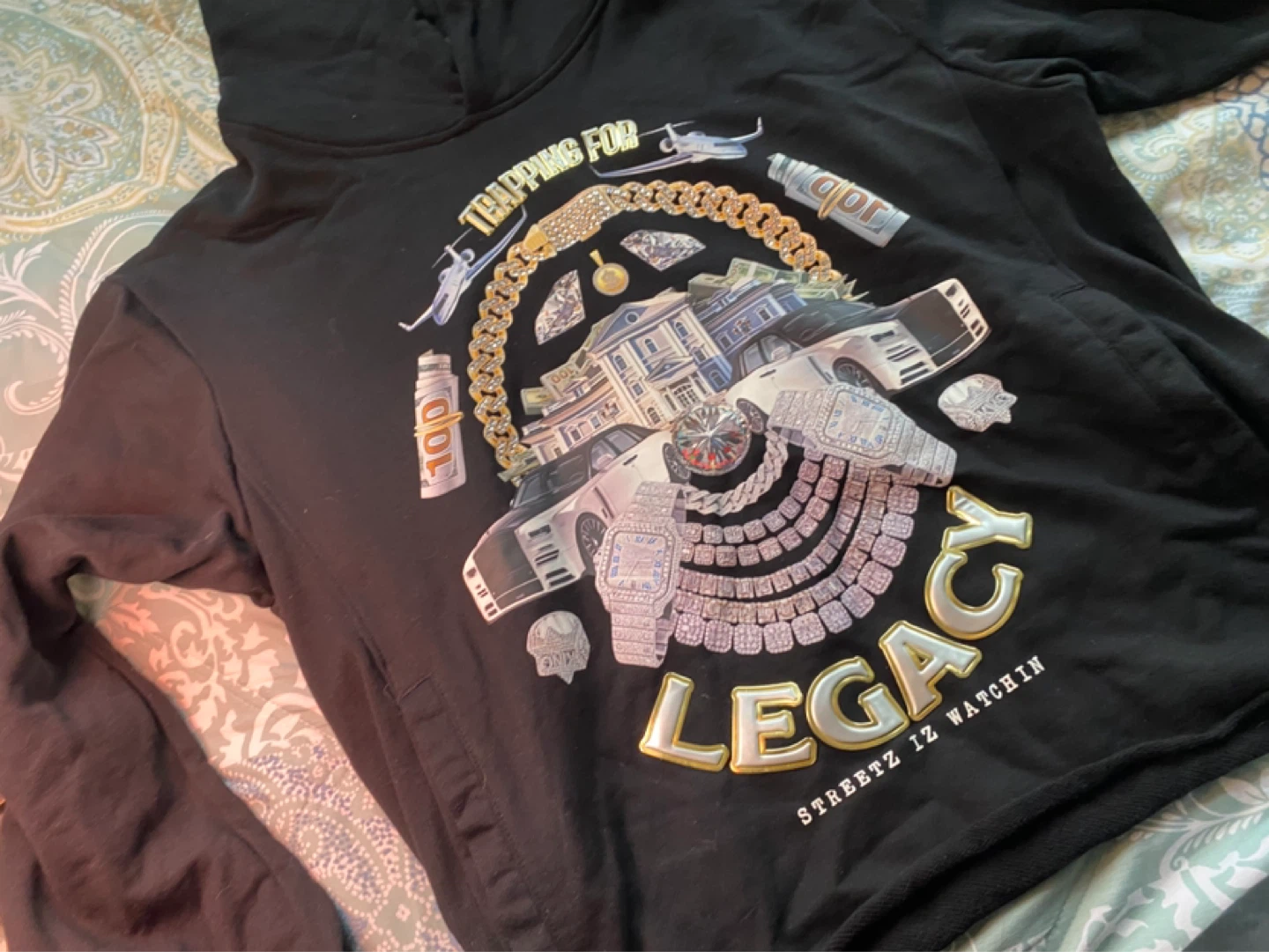 Black Legacy Hoodie with "Trapping for Legacy" Graphic