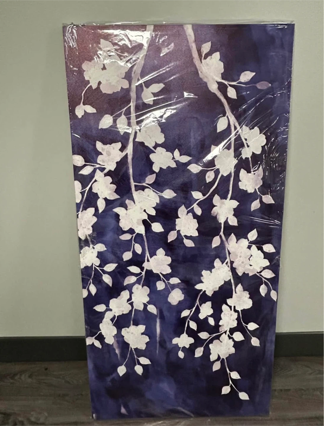 Large White Floral Dark Canvas Wall Art (30” x 60”) - photo 2