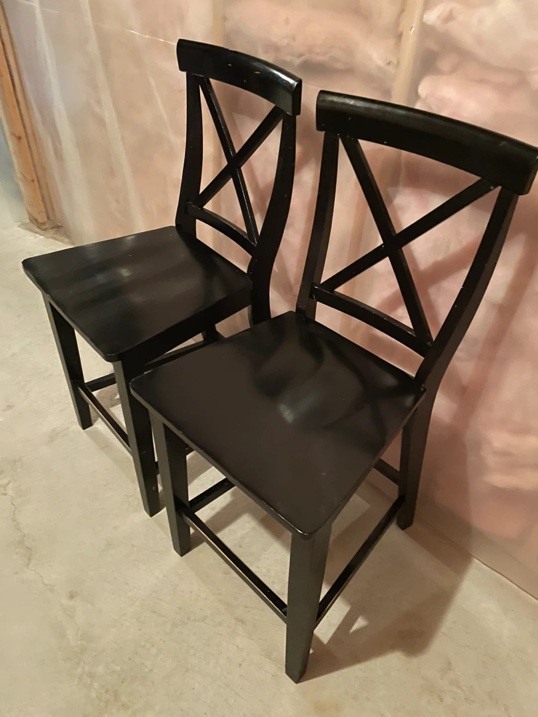 Pair of Black Wooden Counter Height Chairs - photo 3
