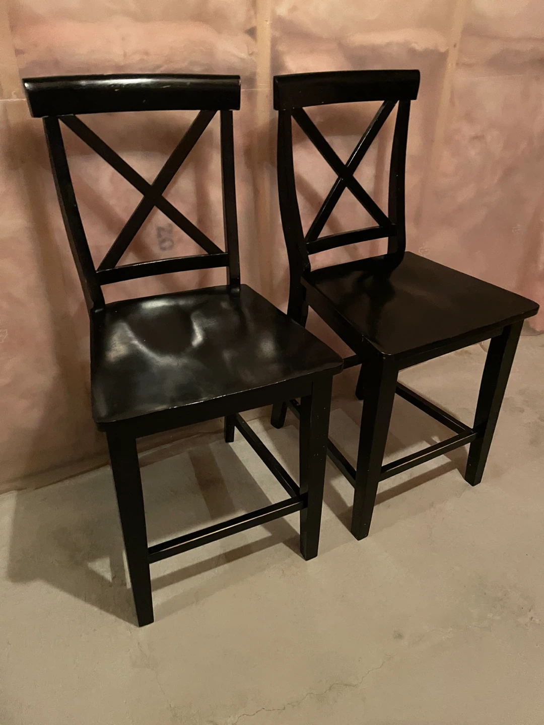 Pair of Black Wooden Counter Height Chairs - photo 2