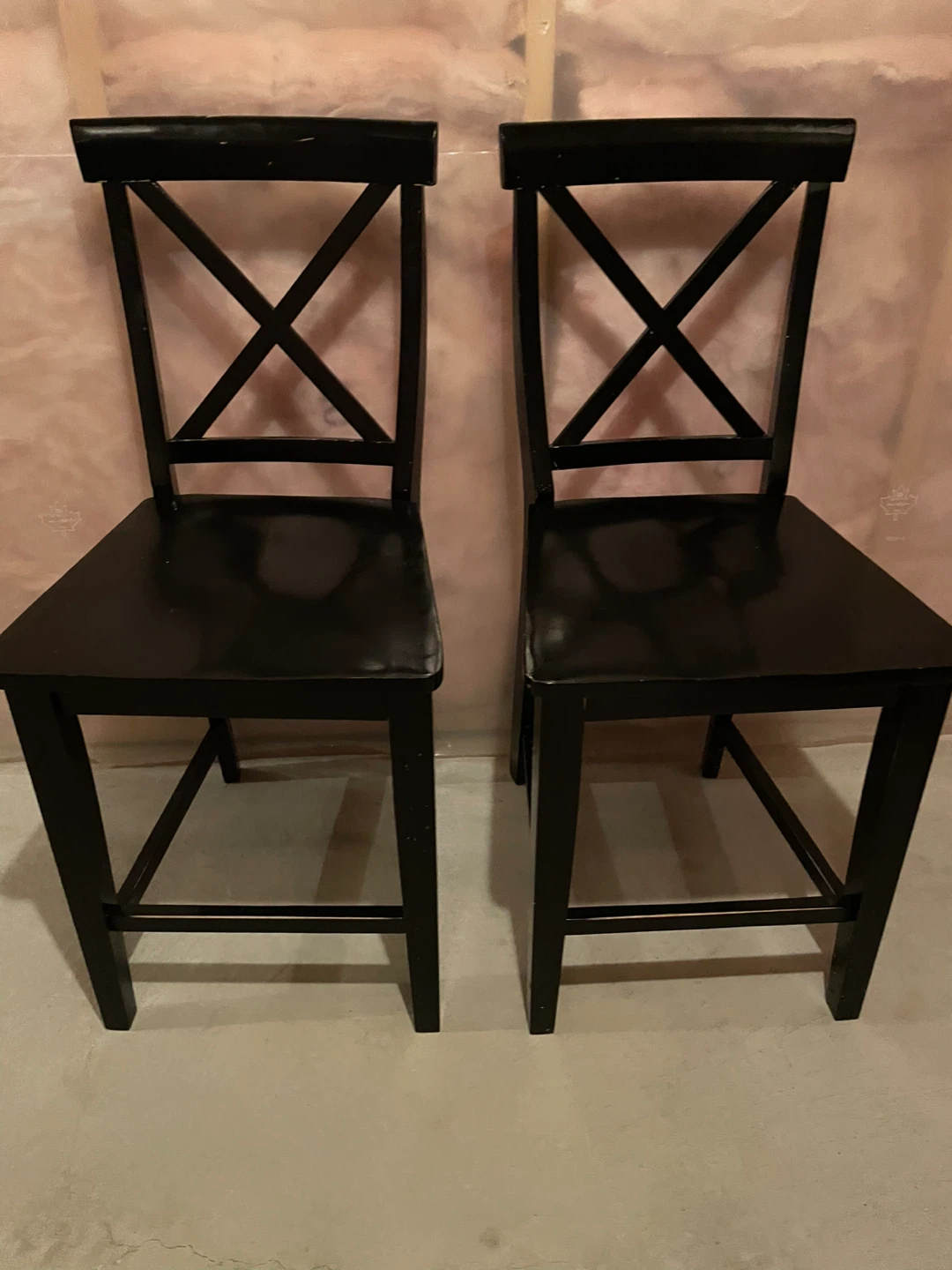 Pair of Black Wooden Counter Height Chairs