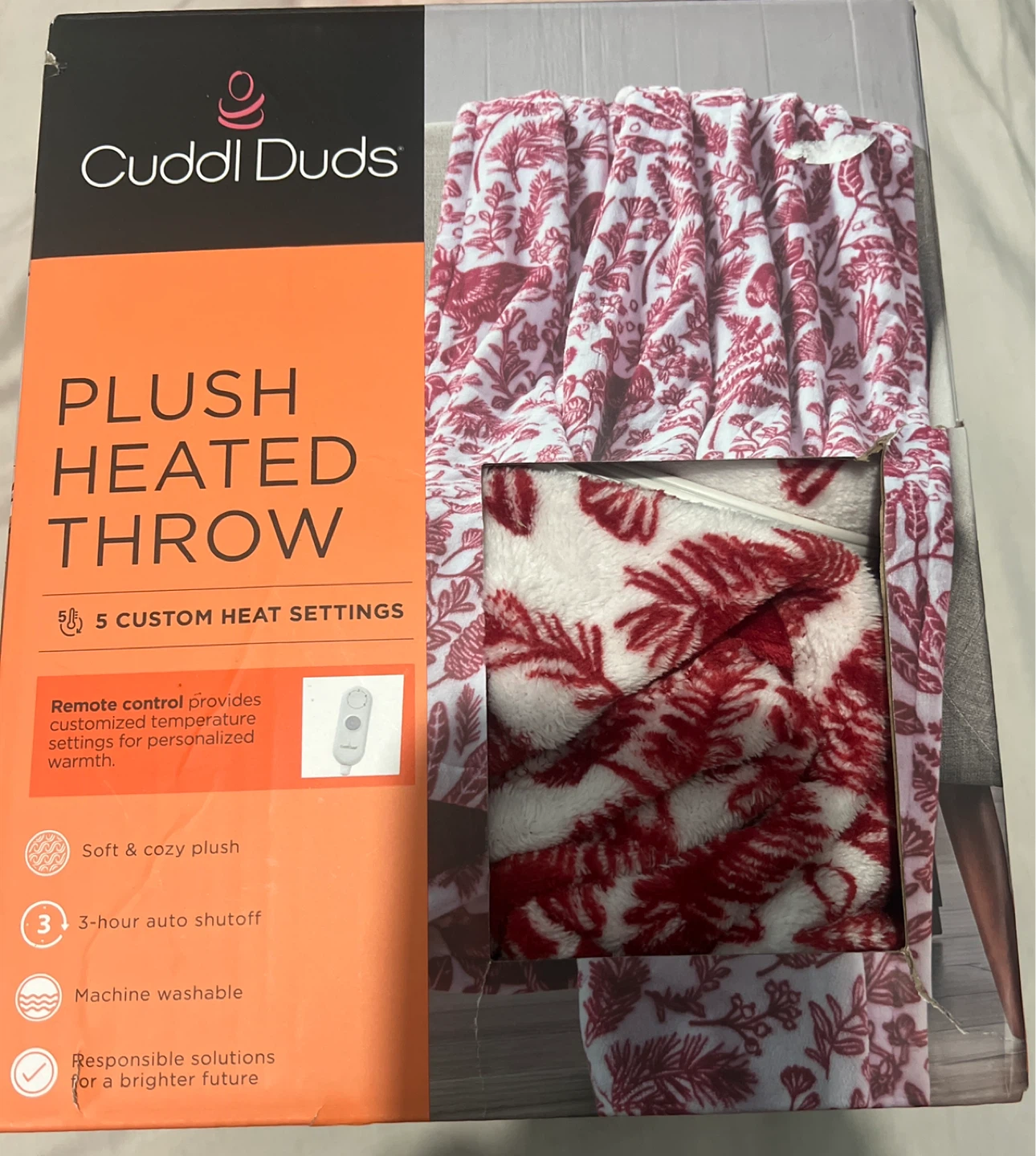 Cuddl Duds Plush Heated Throw Blanket