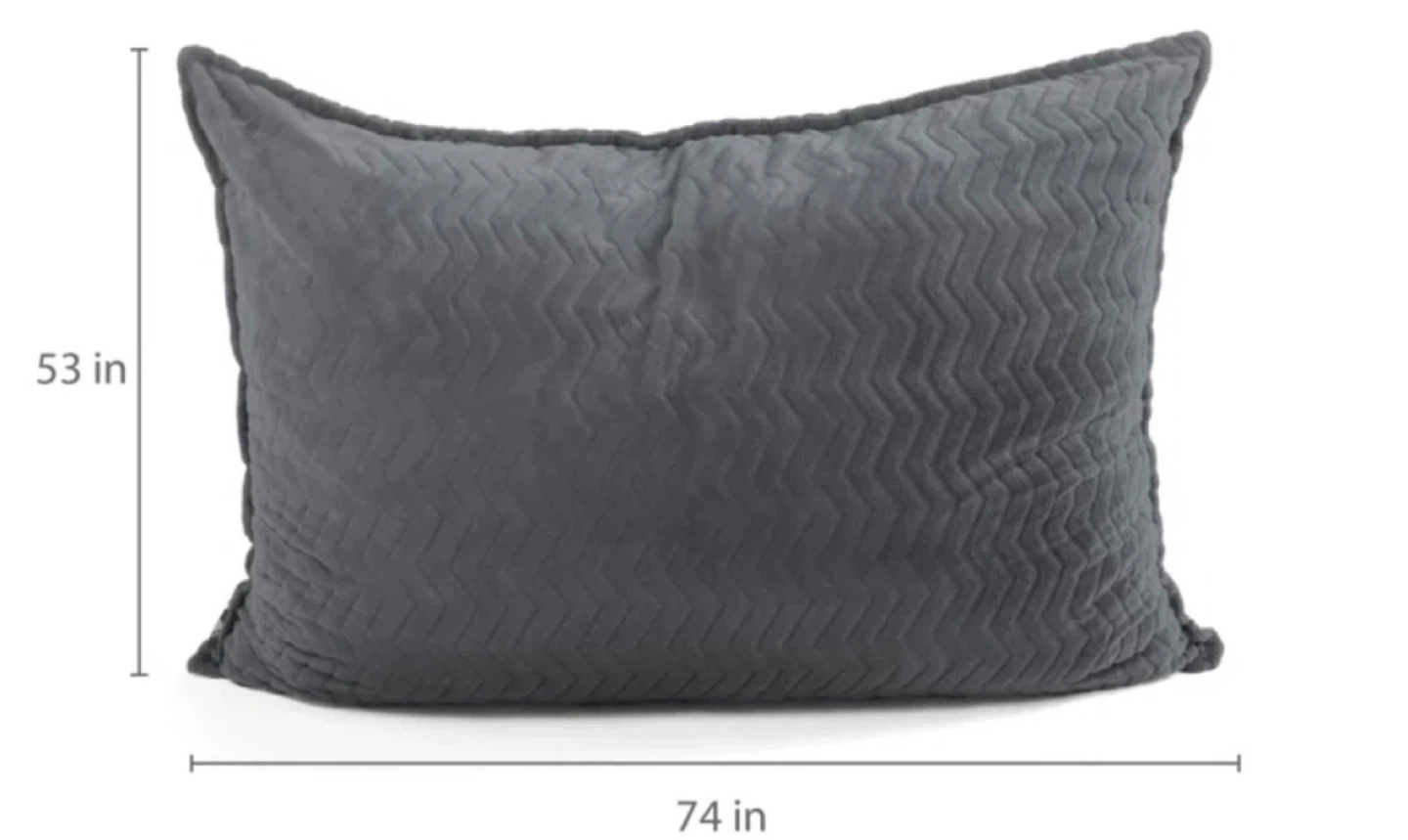 Giant Floor Pillow  74”x 53” – Gray Velvet, Like New - photo 2