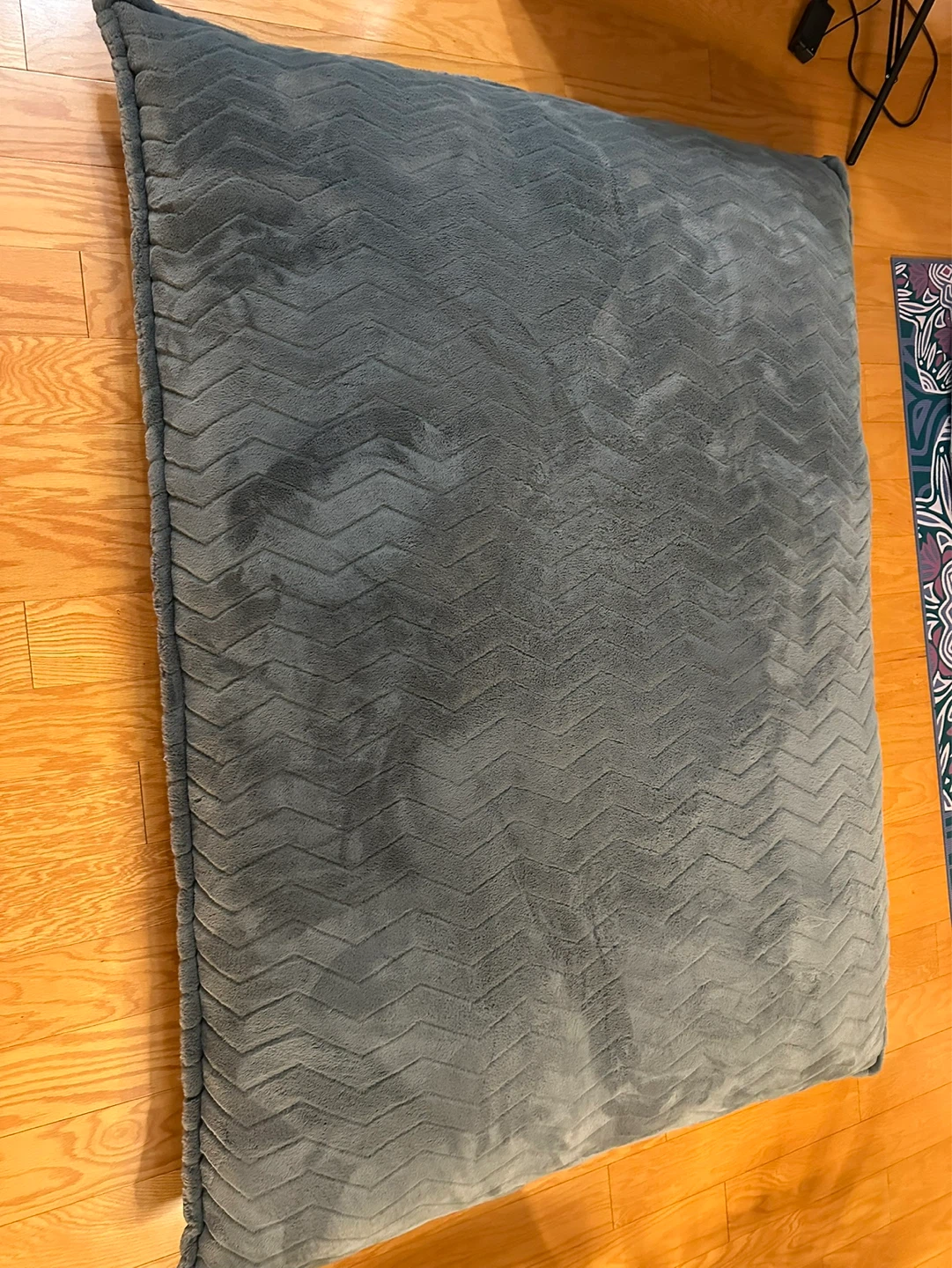 Giant Floor Pillow  74”x 53” – Gray Velvet, Like New - photo 3