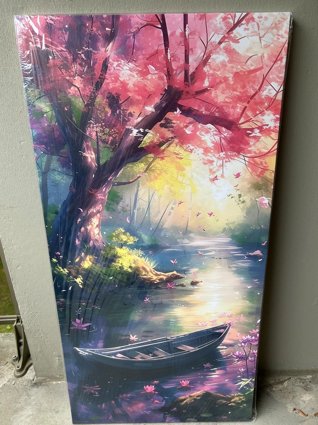 Canoe Water  Serene Nature Canvas Wall Art (24”W x 48”H)