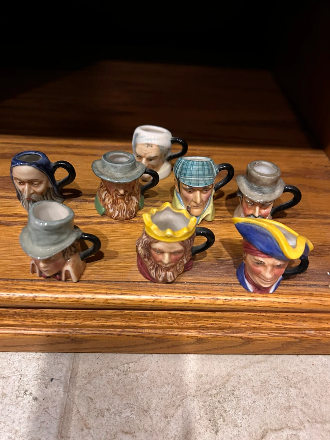 Set of 7 Miniature Ceramic Character Mugs