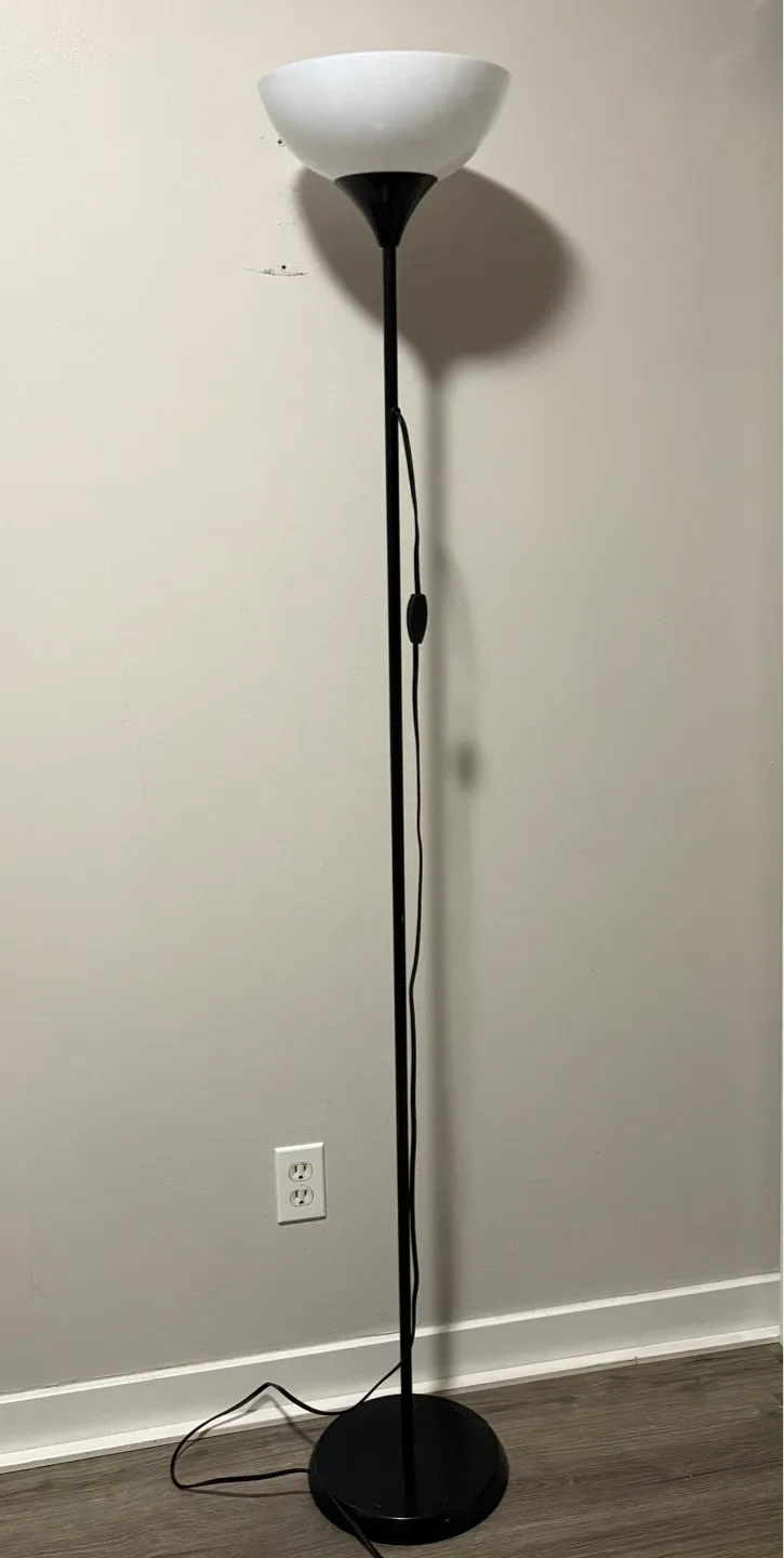 Black Floor Lamp with White Shade