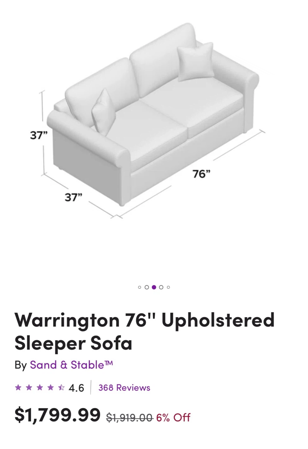 Sand & Stable Warrington 76" Upholstered Sleeper Sofa - photo 4