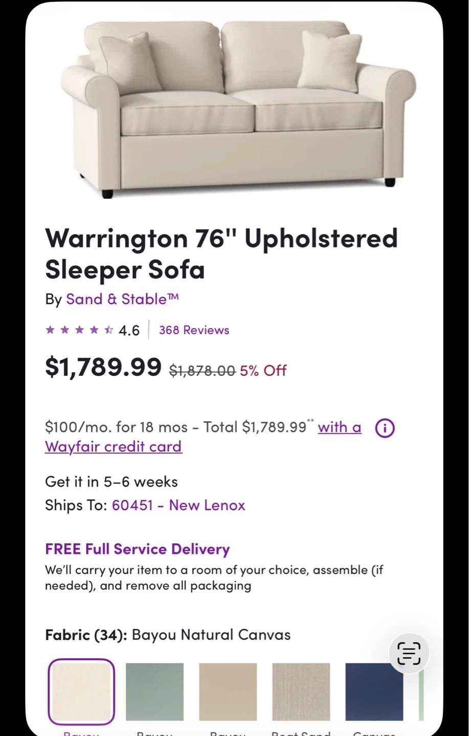 Sand & Stable Warrington 76" Upholstered Sleeper Sofa - photo 3