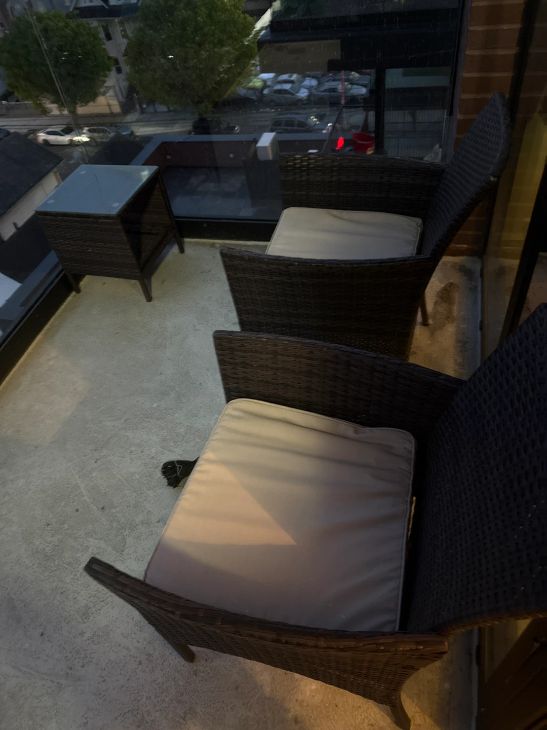 Wicker Patio Chairs and Side Table Set