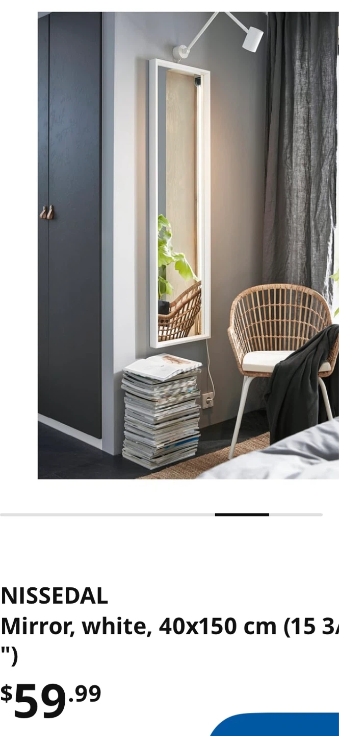 IKEA NISSEDAL Mirror, White, 40x150 cm - photo 5
