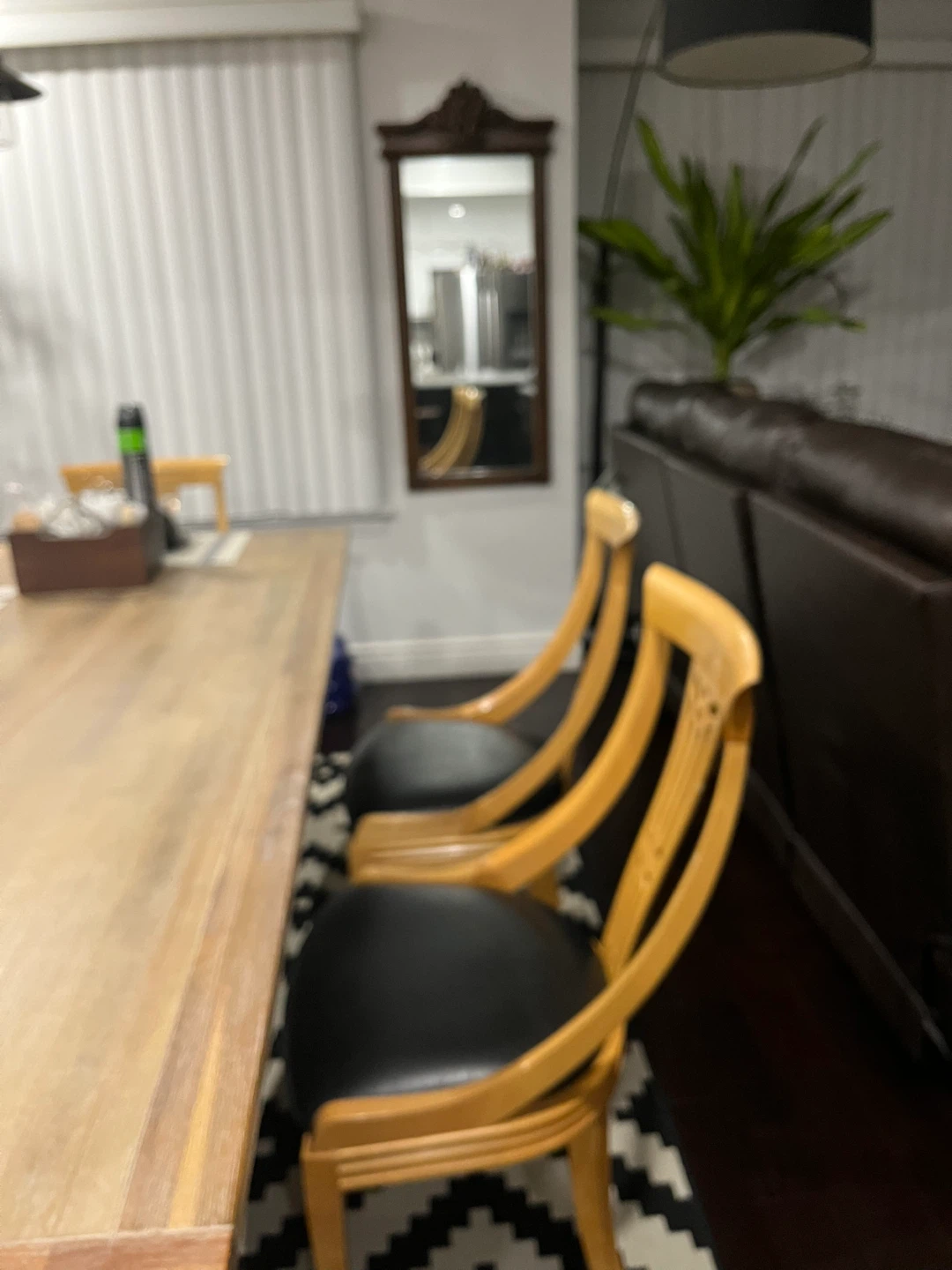 Wooden Dining Chair with Black Seat - photo 3