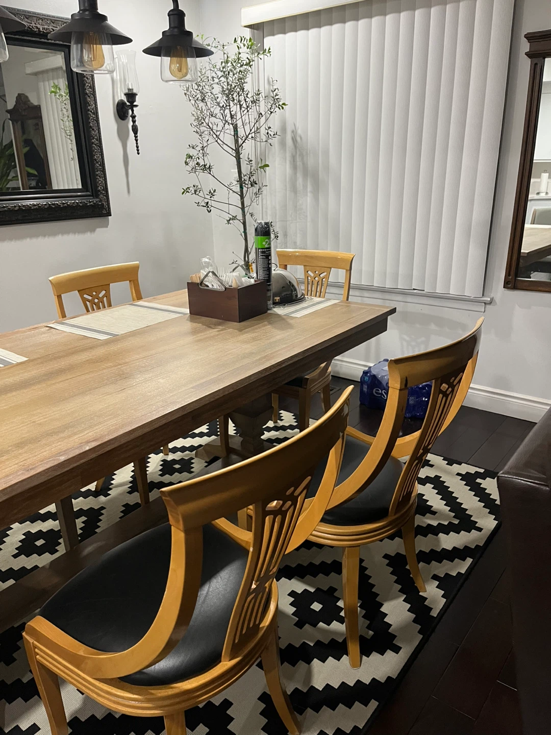 Wooden Dining Chair with Black Seat - photo 2