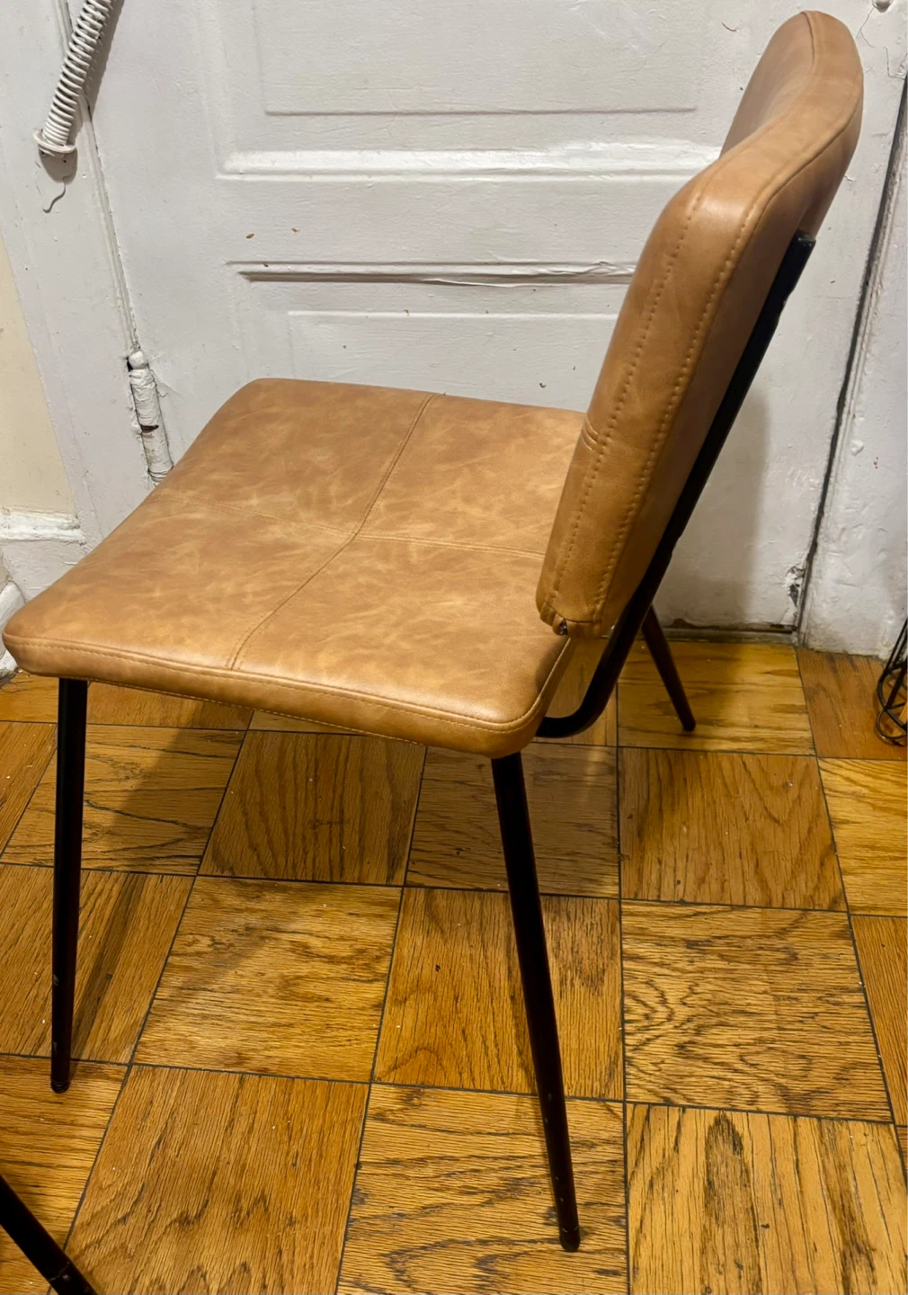 Tan Faux Leather Chair with Black Metal Legs - photo 2