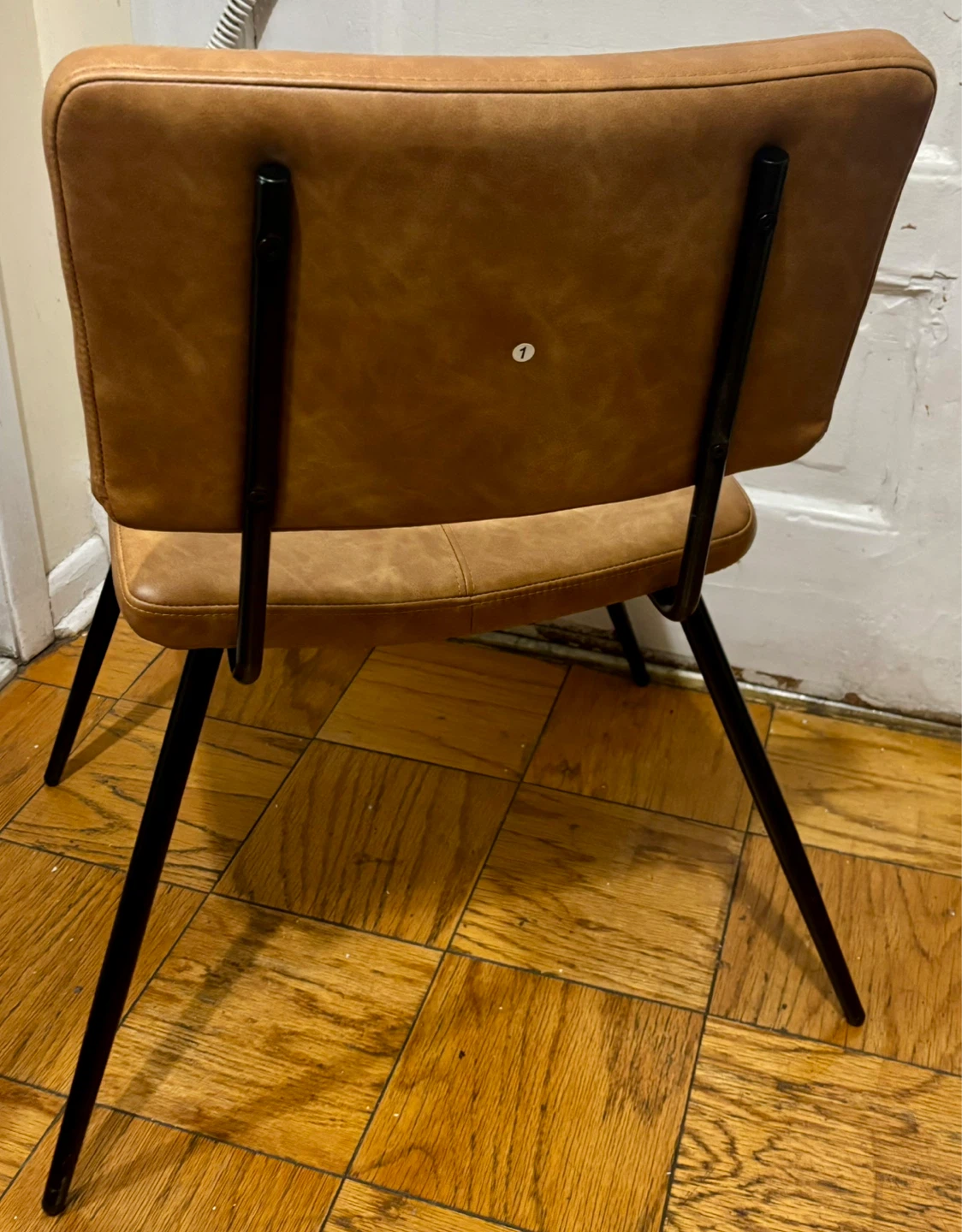 Tan Faux Leather Chair with Black Metal Legs - photo 3