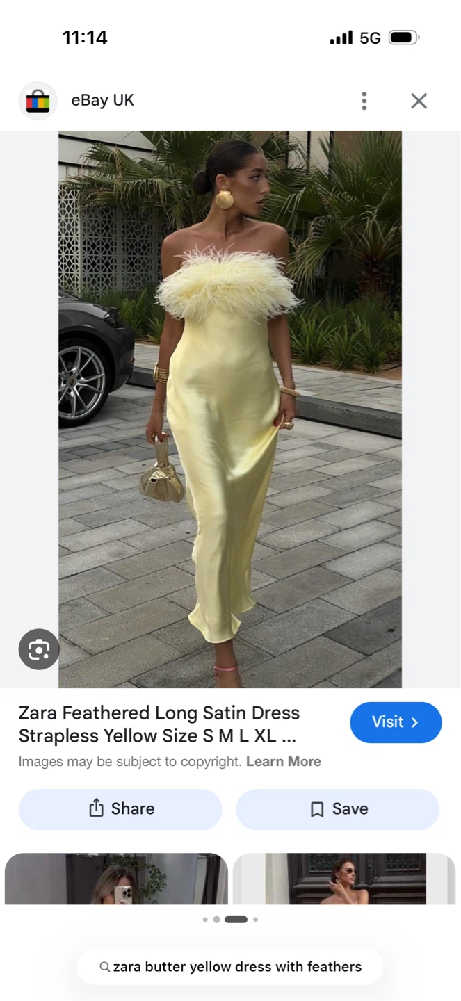 Zara Feathered Long Satin Dress - Yellow