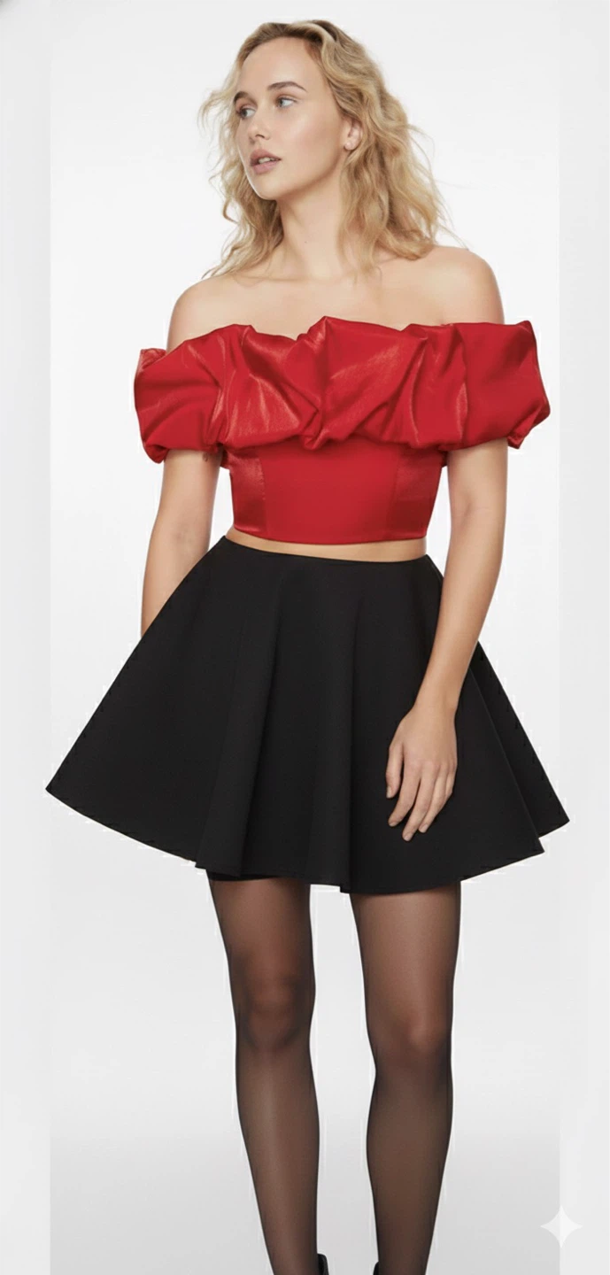Red Off-the-Shoulder Ruffle Top