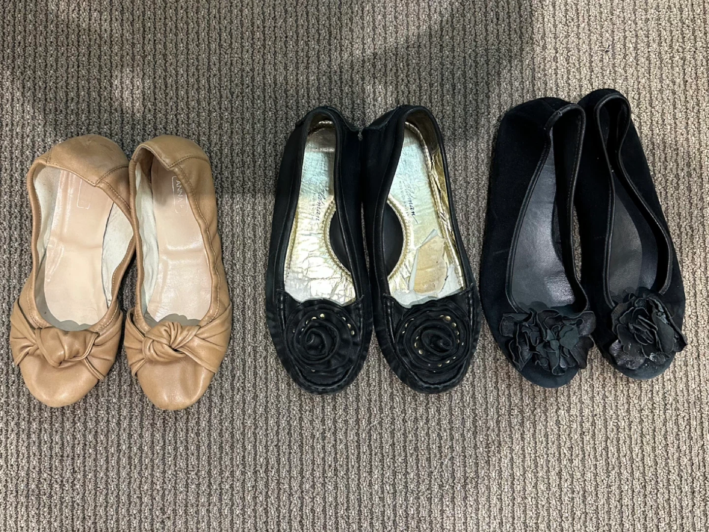 Three pairs of women's flats