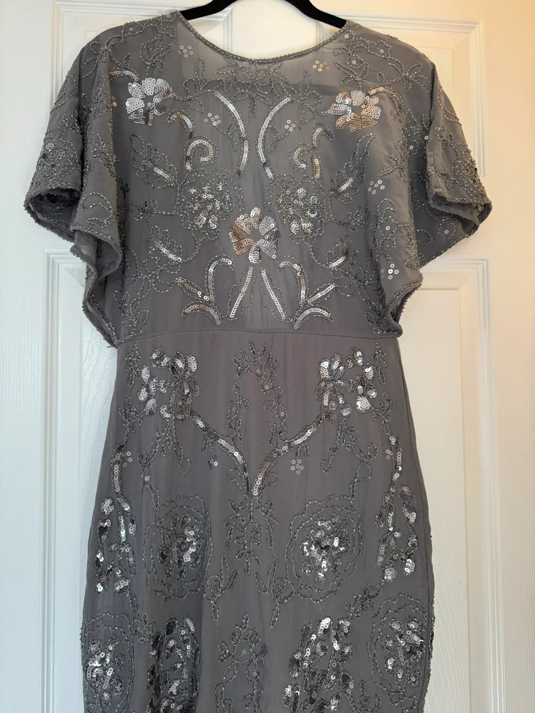 Molly Bracken Sequin Embellished Dark Grey Woven Dress XS
