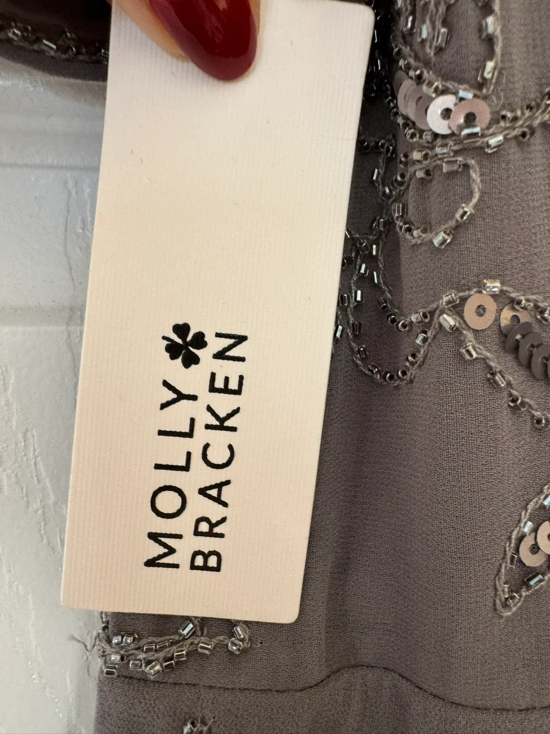 Molly Bracken Sequin Embellished Dark Grey Woven Dress XS - photo 2