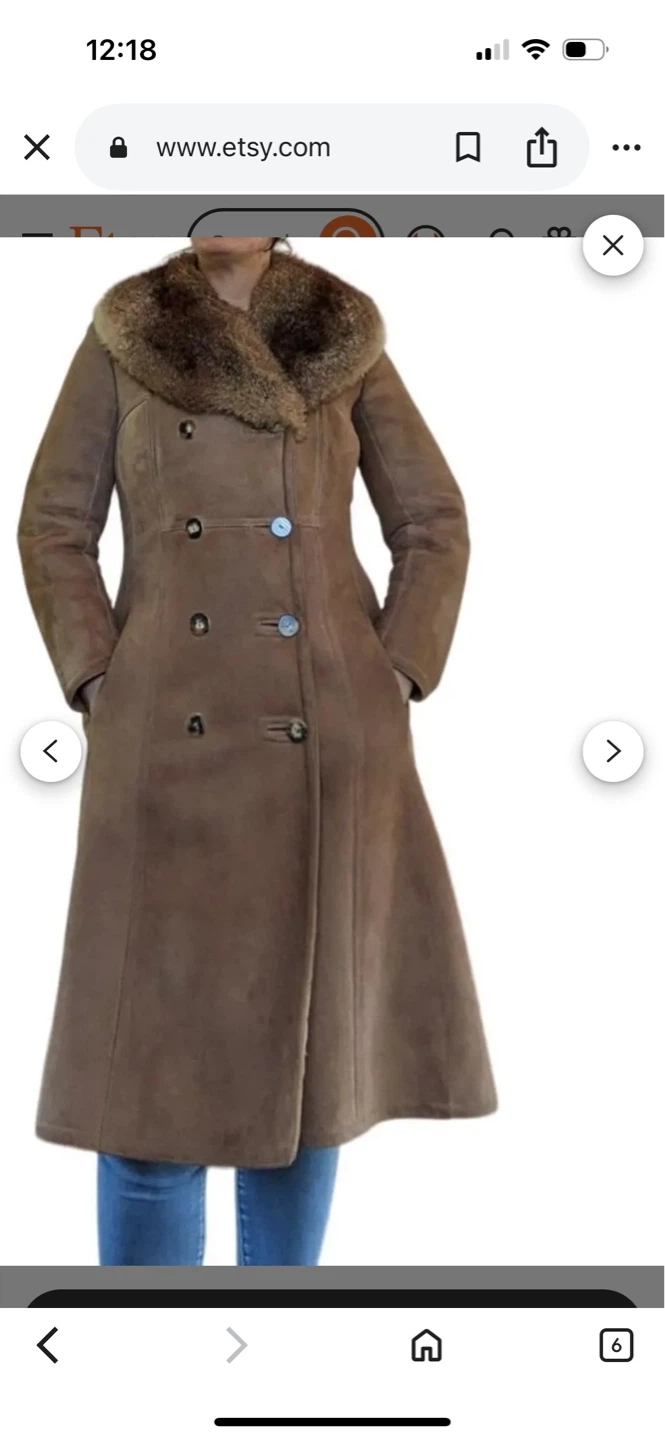 Long brown real fur /sued lined coat - photo 2