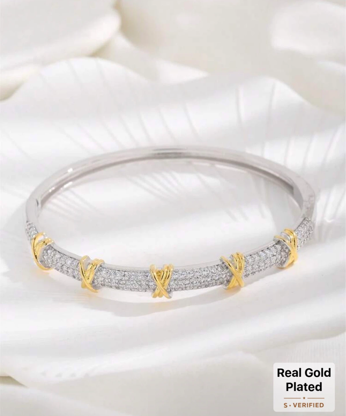 Gold Plated Zirconia Necklace Bracelet & Earrings Set - photo 4