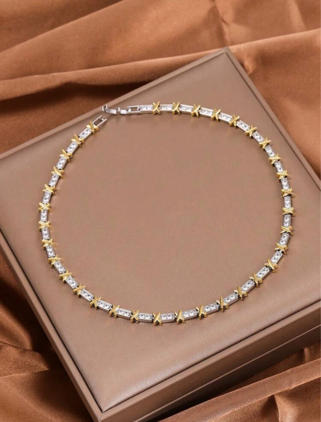 Gold Plated Zirconia Necklace Bracelet & Earrings Set