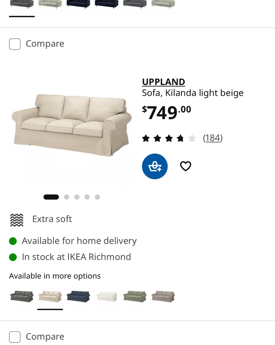 IKEA UPPPLAND Sofa Kilanda Light Beige free lamp shade