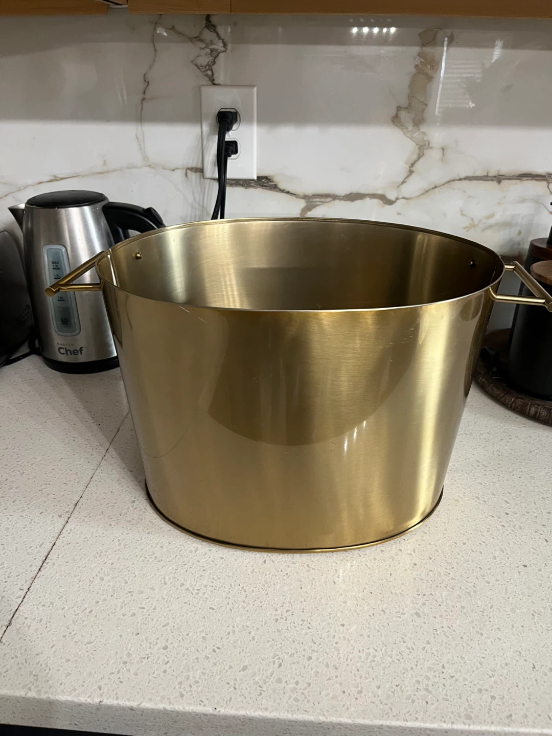 Gold Metal Bucket with Handles 🌱