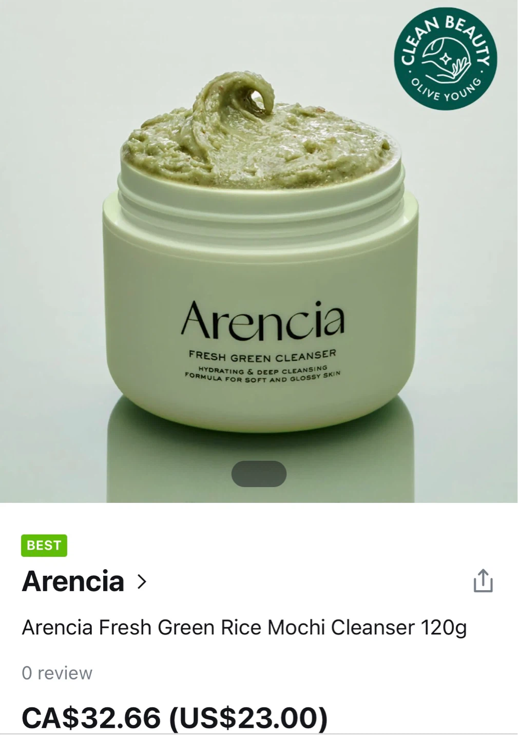BRAND NEW Arencía Fresh Green Rice Mochi Cleanser 120g - photo 2