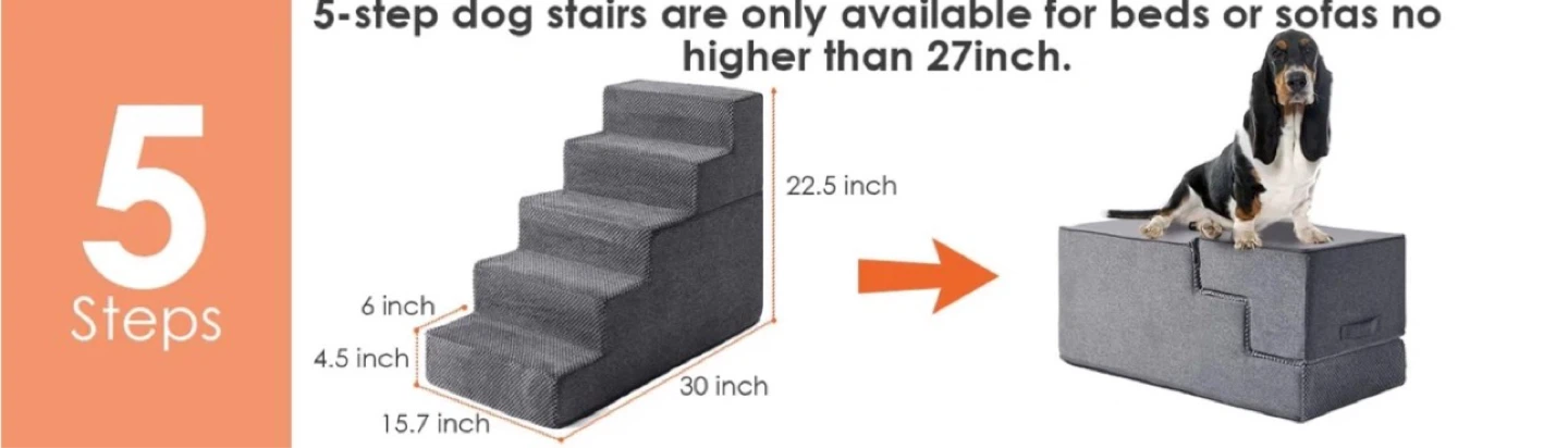 Eheyciga Dog Stairs For Small Dogs, 5-Step Dog Stairs - photo 4