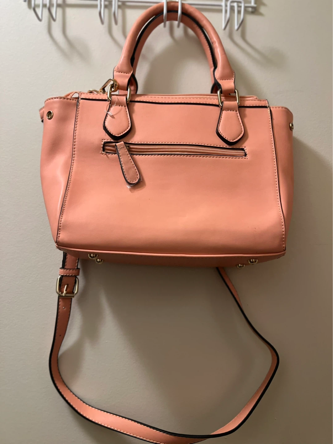 Coral Pink Satchel Handbag with Shoulder Strap - photo 2