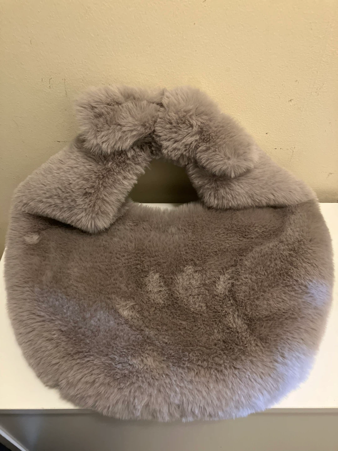 Grey Faux Fur Handbag