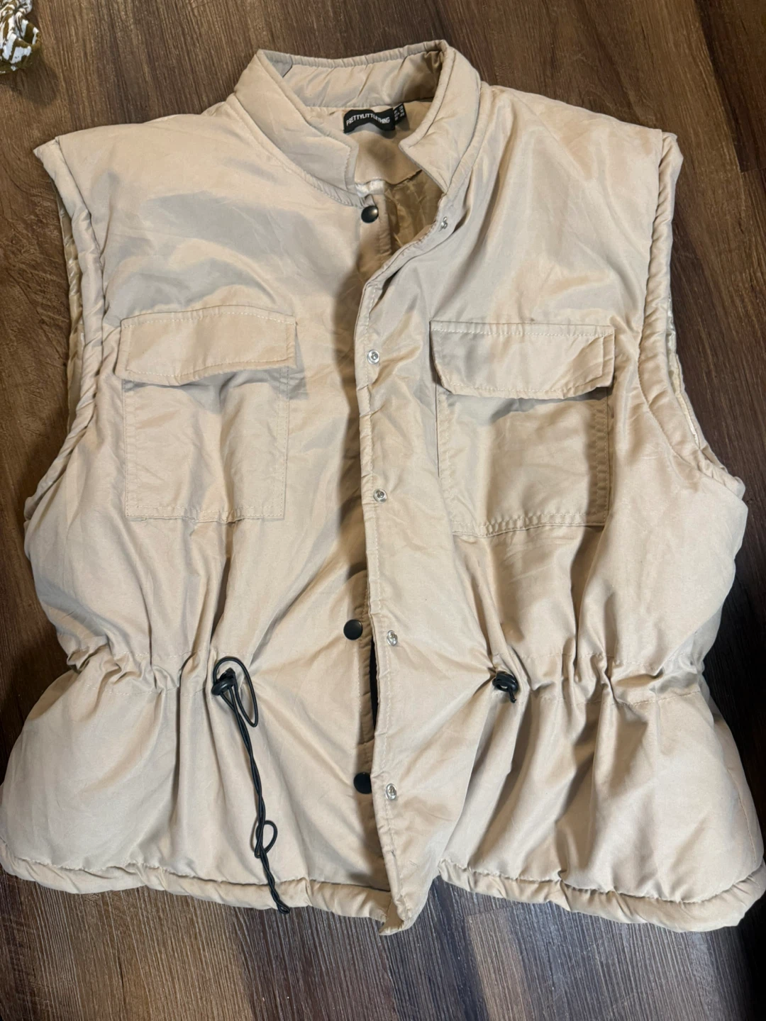 PrettyLittleThing Beige Padded Gilet Vest