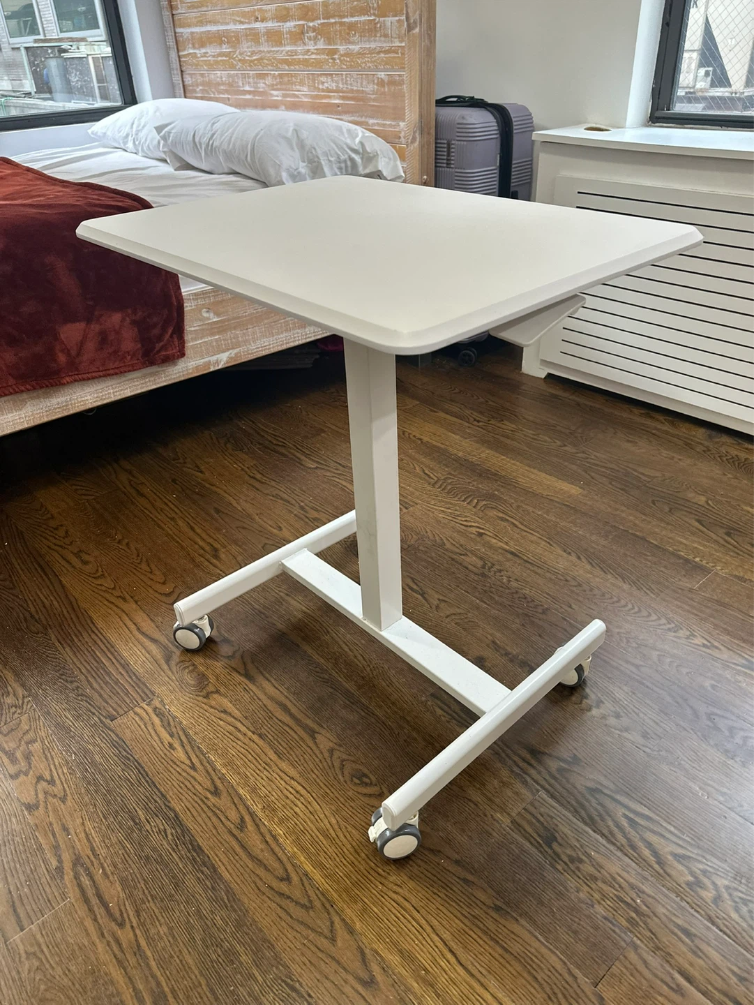 White Adjustable Rolling Desk