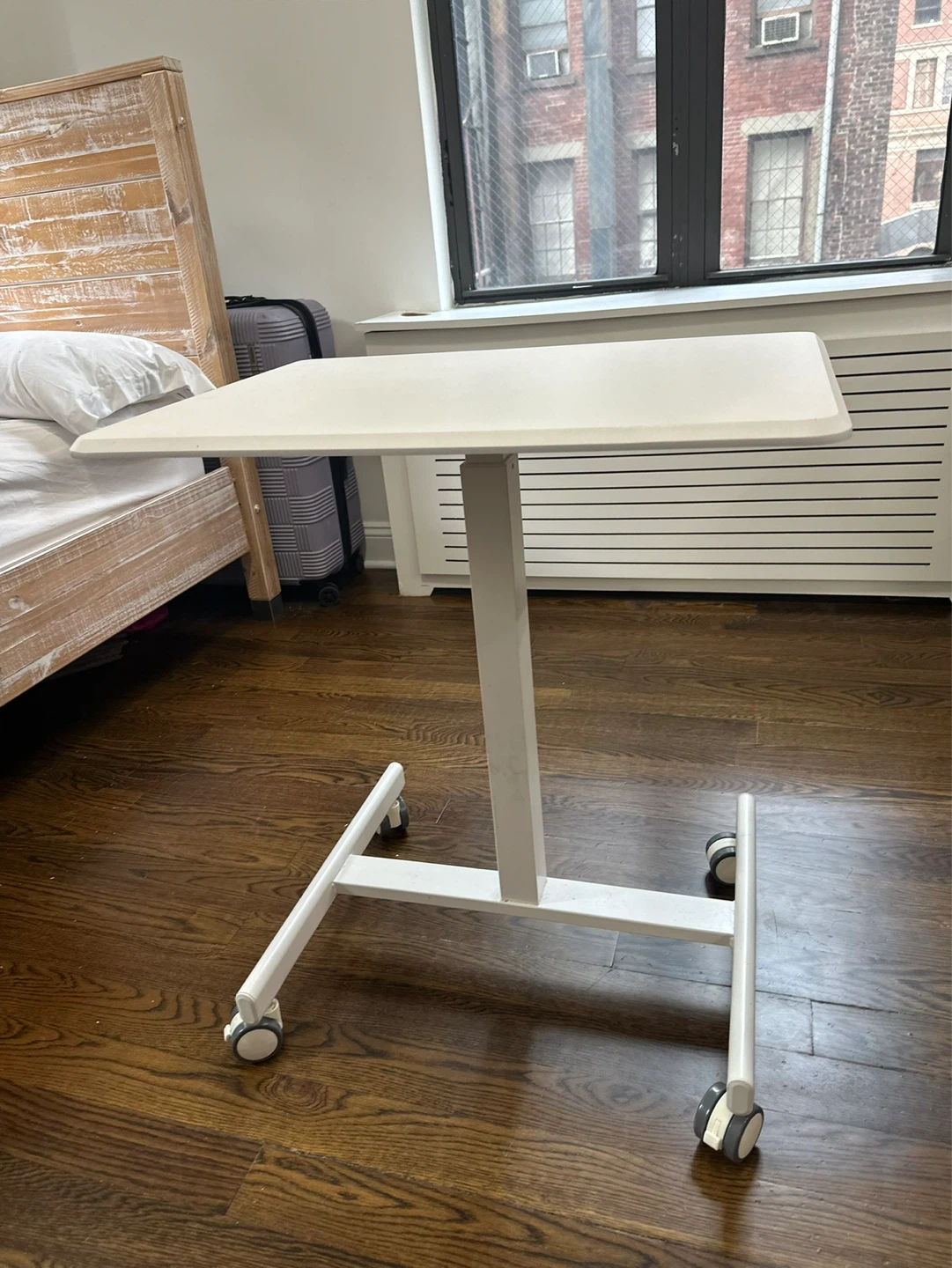 White Adjustable Rolling Desk - photo 2