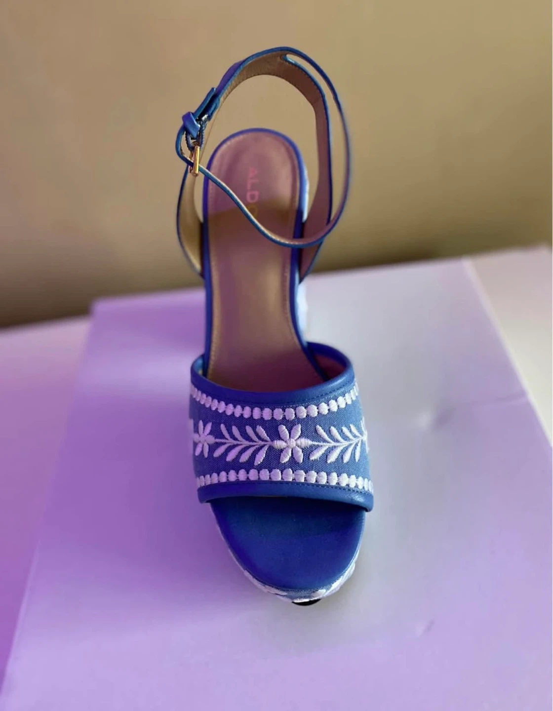 ALDO Blue Embroidered Platform Sandals - photo 4