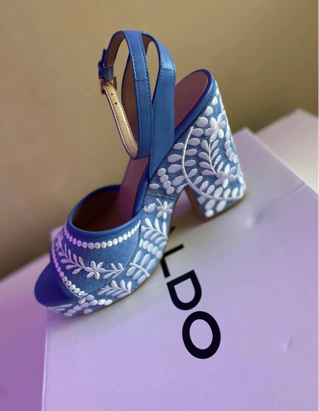 ALDO Blue Embroidered Platform Sandals - photo 3
