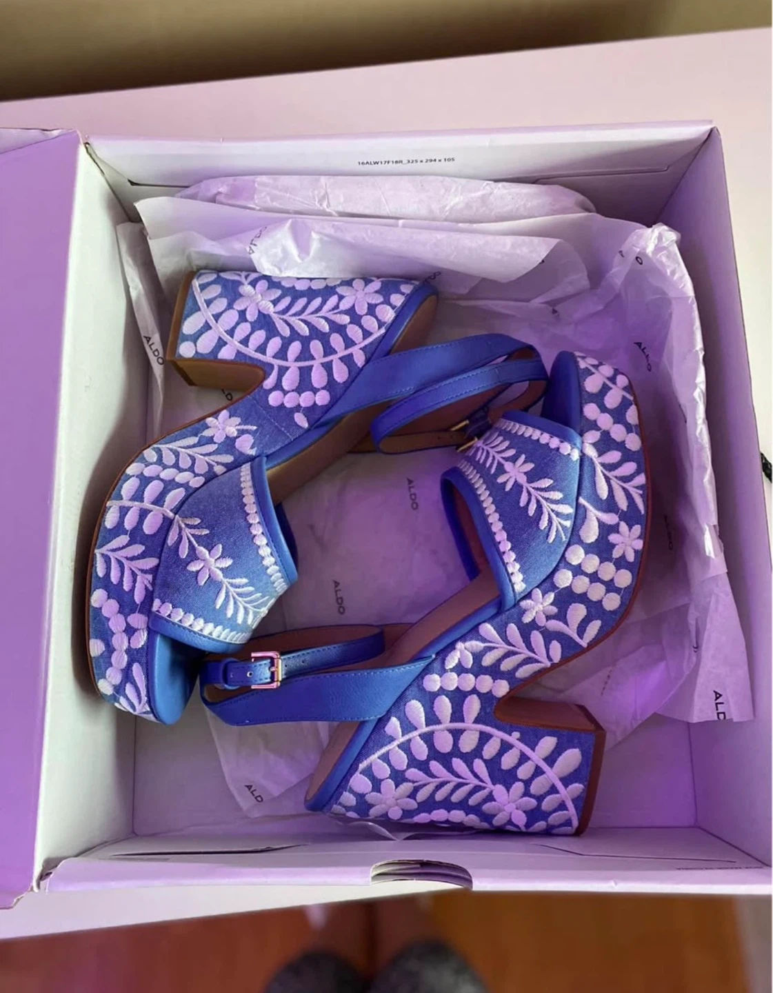 ALDO Blue Embroidered Platform Sandals