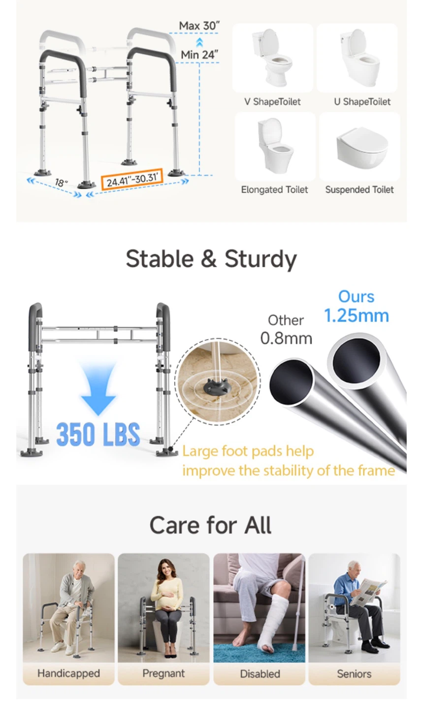 Adjustable Toilet Frame and Grab Bar